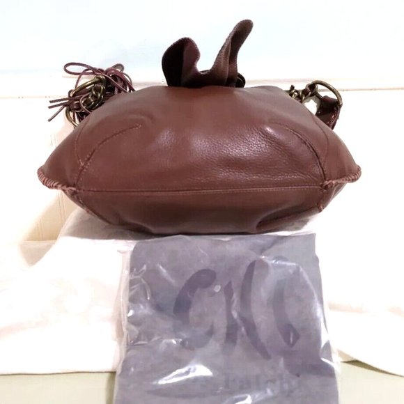 NEW Carlos Falchi CHI Brown 100% Leather Snake Skin Crescent Shoulder Bag Purse - Picture 11 of 13